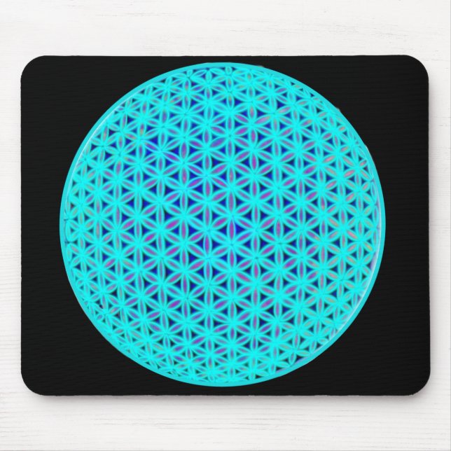 Tapis De Souris Élégant bleu néon fleur turquoise de vie (Devant)