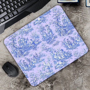 Tapis De Souris Elégant bleu vintage violet toile de jouy