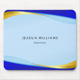 Tapis De Souris Élégant Blue Gold Luxury Designer Logo Entreprise
