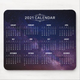 Tapis De Souris Élégant Calendrier 2021 sur Voie Lactée | Mousepad