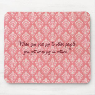 Tapis De Souris Élégant Damask Pink Motif Pouse Pad