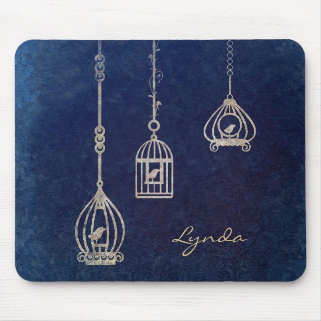 Tapis de souris élégant de bleu de cages à oiseaux (Devant)