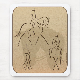 Tapis De Souris Élégant Dressage Cheval Design en Brown/Tan