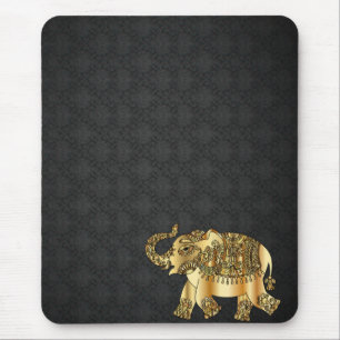 Tapis De Souris Élégant éléphant paisley or damassé 
