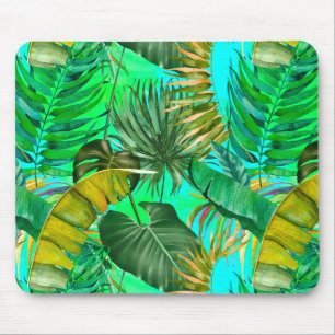 Tapis De Souris Élégant feuille vert tropical jaune motif
