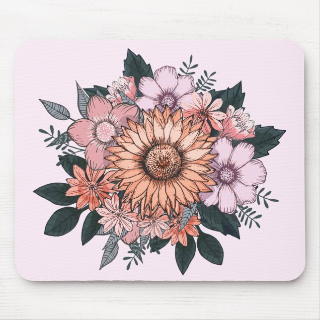 Tapis De Souris Élégant floral rose (Devant)