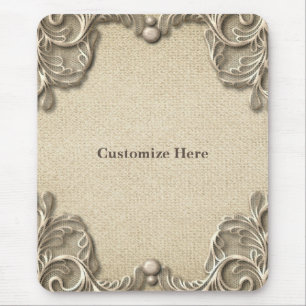 Tapis De Souris Élégant Glam Occidental Rustique Toile de Jute Den