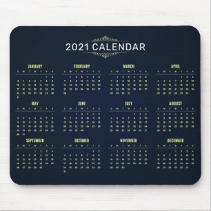Tapis De Souris Elegant Gold and Blue 2021 Calendar