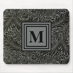 Tapis De Souris Elegant Gray and Black Monogrammed William Morris
