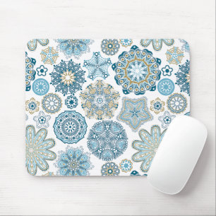 Tapis De Souris Élégant Imaginaire bleu hiver Flacons de neige M
