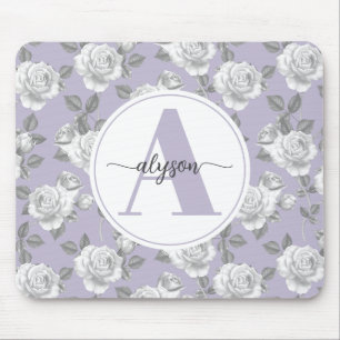 Tapis De Souris Elégant jardin Rose en Lavender Monogram Mouse pad