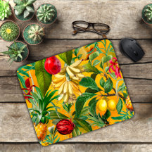 Elégant jaune feuille fruits motif