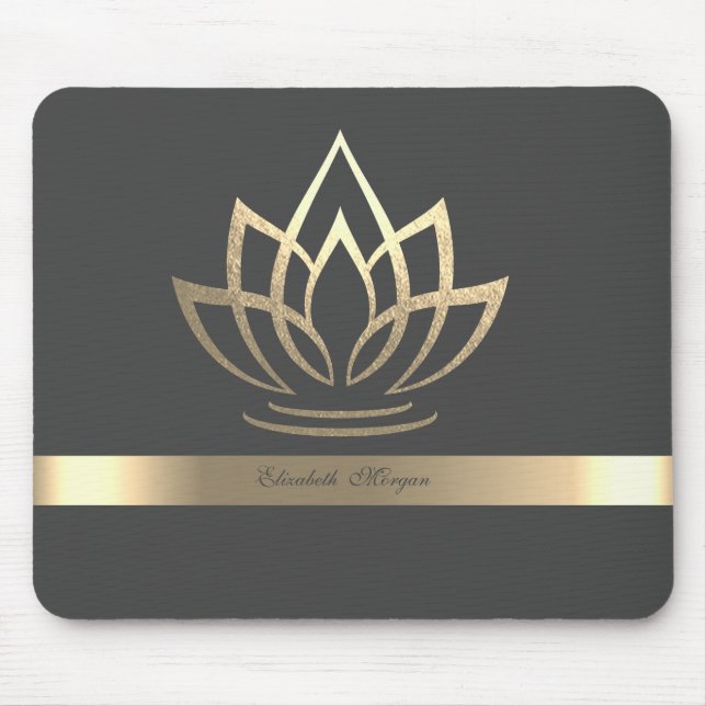 Tapis De Souris Elégant Lotus Or, Yoga (Devant)