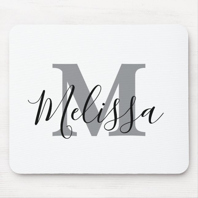 Tapis De Souris Elegant Minimalist Black and White Chic Custom (Devant)