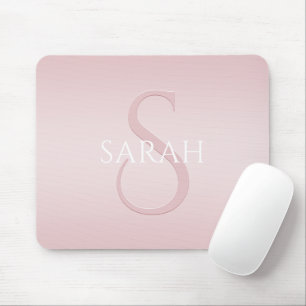 Tapis De Souris Elégant moderne Blush Pink Ombre Nom et monogramme