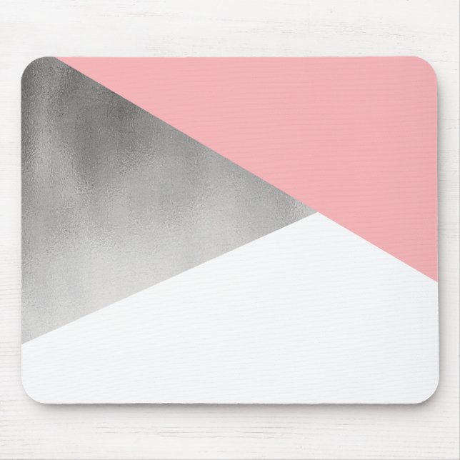 Tapis De Souris élégant moderne faux argent rose pâle (Devant)