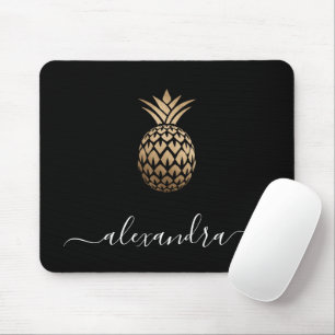 Tapis De Souris Élégant moderne minime cuivre or noir ananas
