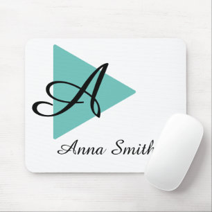 Tapis De Souris Élégant Monogramme Abaisser Conception Turquoise