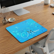 Élégant Monogramme Bleu Aqua Banc de Poissons Océa