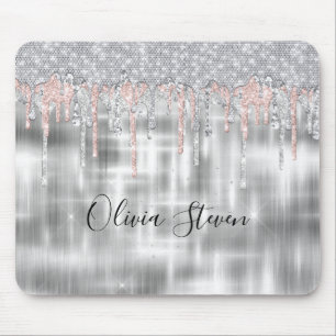 Tapis De Souris Élégant monogramme de parties scintillant à goutte