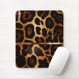 Tapis De Souris Élégant Monogramme Empreinte de léopard