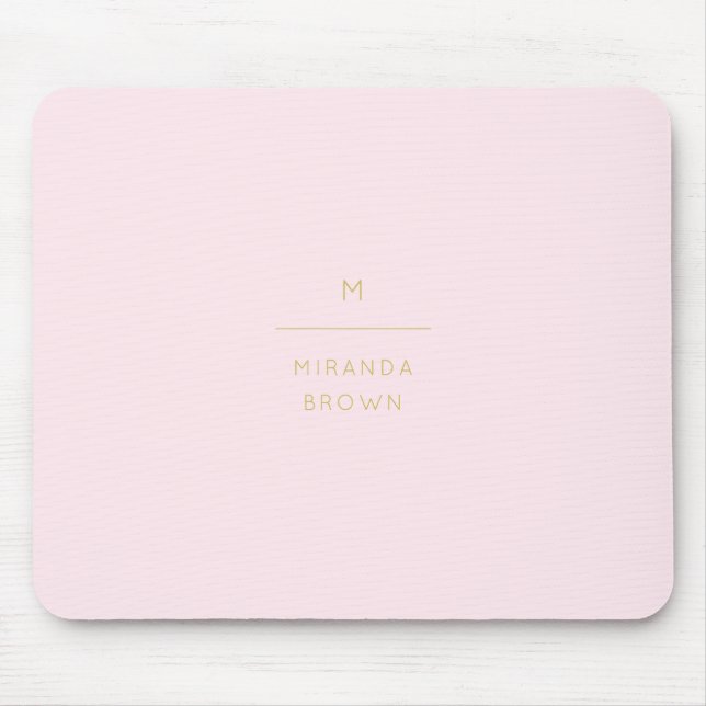 Tapis De Souris Élégant Monogramme rose rose or minimaliste Classé (Devant)