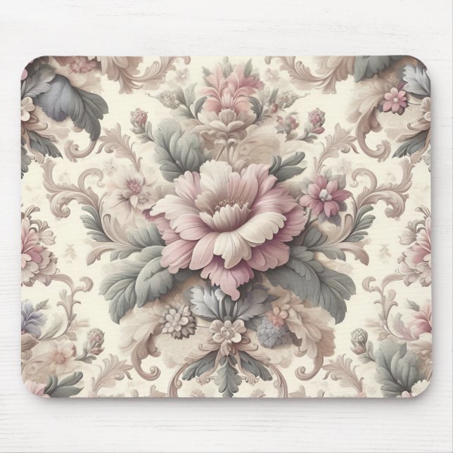 Tapis De Souris Élégant motif floral Vintage (Devant)