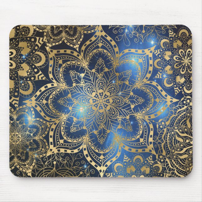 Tapis De Souris Elégant or floral Mandala Blue Galaxy (Devant)