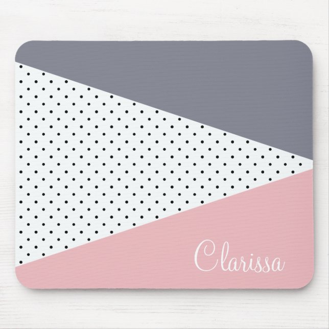 Tapis De Souris Élégant pois géométriques rose pastel (Devant)