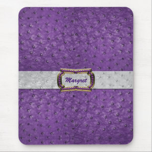 Tapis De Souris Élégant revêtement en cuir d'autruche pourpre