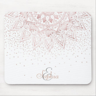 Tapis De Souris Elégant Rose Gold Dots Mandala