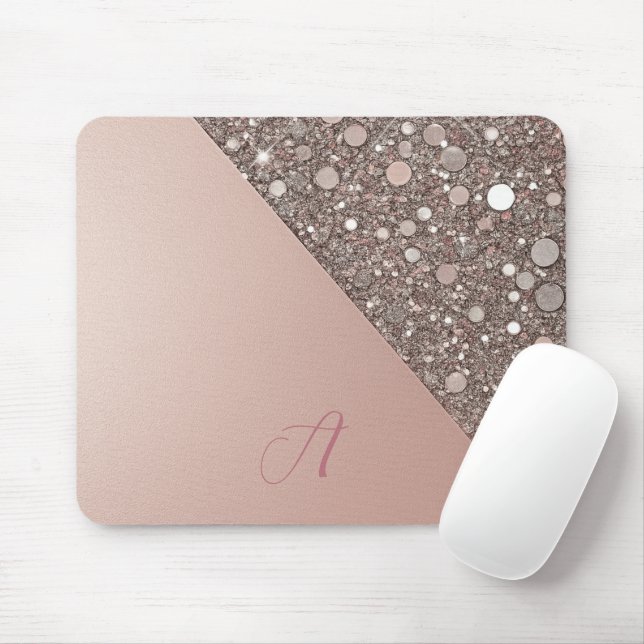 Tapis De Souris Elegant Rose Gold Monogram Planner (Avec souris)