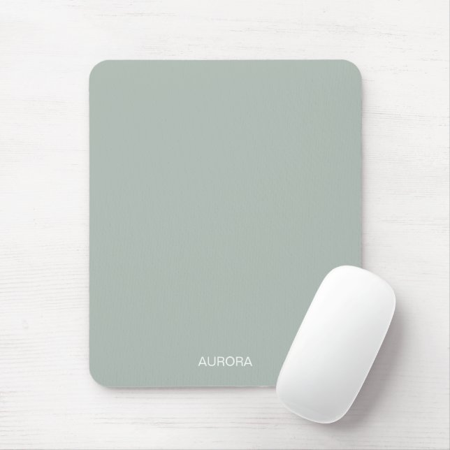 Tapis De Souris Elégant Sage Green Nom personnalisé - (Avec souris)