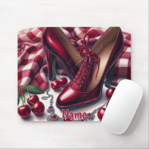 Tapis De Souris Élégant talons rouges hauts avec cerise