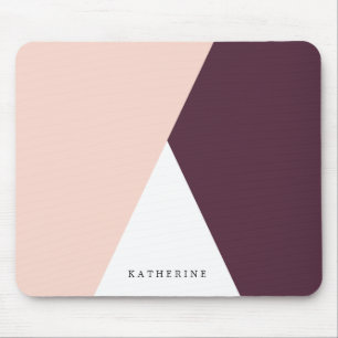 Tapis De Souris Elégant triangle géométrique rose roux et borde