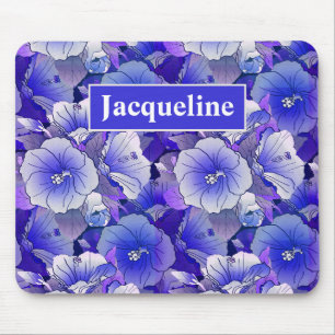 Tapis De Souris Elegant Tropical Blue And White Hibiscus Flower