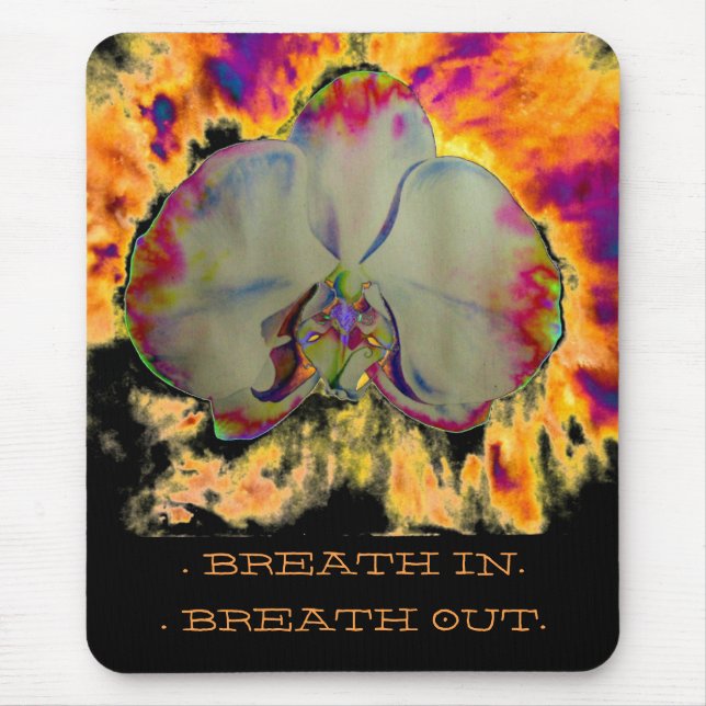Tapis De Souris Elégante aquarelle boho rétro fleurie blanche rose (Devant)