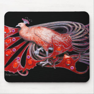 TAPIS DE SOURIS ÉLÉGANTE BIJOULE EN NOIR ROUGE