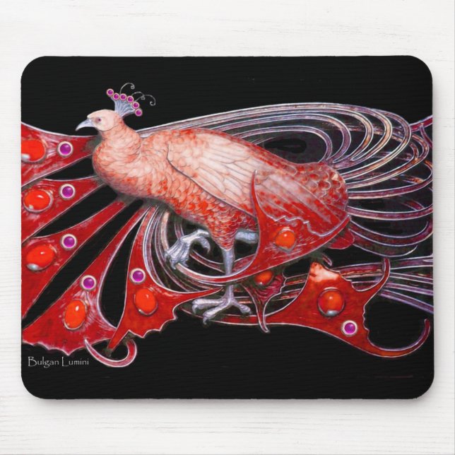 TAPIS DE SOURIS ÉLÉGANTE BIJOULE EN NOIR ROUGE (Devant)