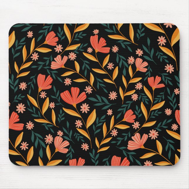 Tapis De Souris Élégante carte de souris à retrait floral (Devant)