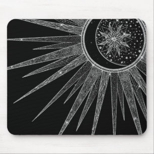 Tapis De Souris Elégante conception en noir de la lune de soleil 
