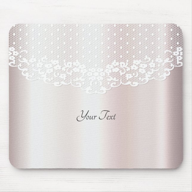Tapis De Souris Elégante dentelle blanche florale Mousepad (Devant)