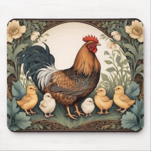 Tapis De Souris Élégante Mère Hen Avec Poussins