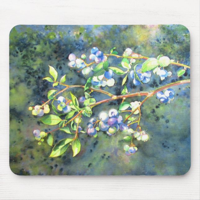 Tapis De Souris Elégante peinture à l'aquarelle de bleuet (Devant)
