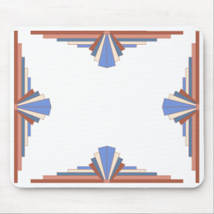 Tapis De Souris Éléments Art déco en or rose & bleu