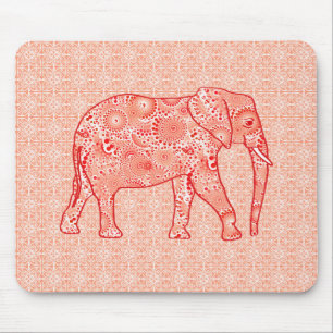 Tapis De Souris Éléphale tourbillon fractal - corail orange et b