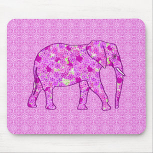 Tapis De Souris Eléphant à fleurs - orchidée et magenta