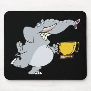 Tapis De Souris éléphant avec un trophée de gagnant dessin animé
