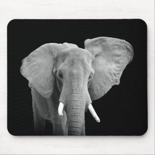 Tapis De Souris Éléphant en noir et blanc