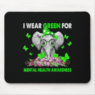 Tapis De Souris Elephant Je Porte Le Vert Pour La Sensibilisation